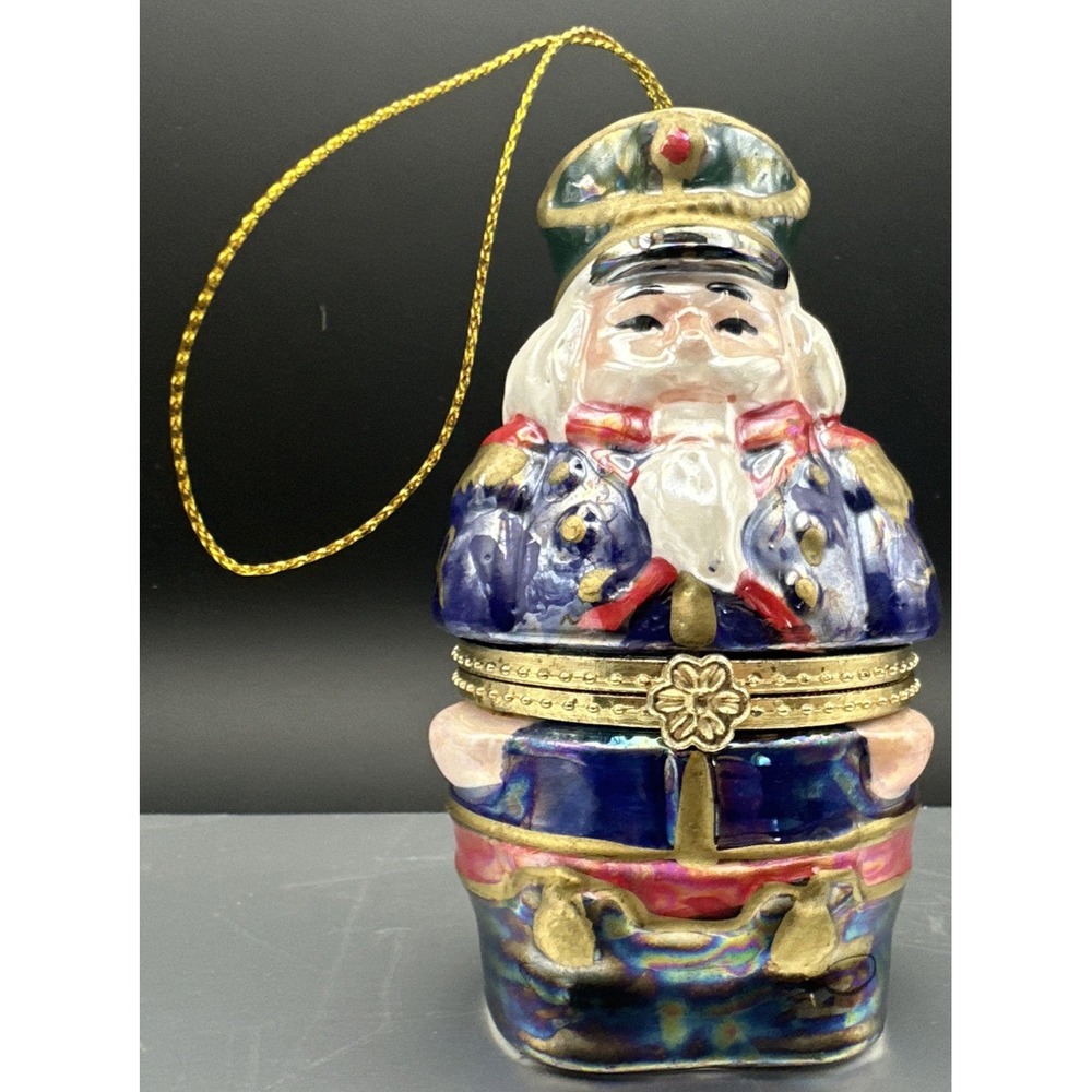 Vtg Mr Christmas Nutcracker Musical Trinket Box Ornament Hinged Porcelain Works